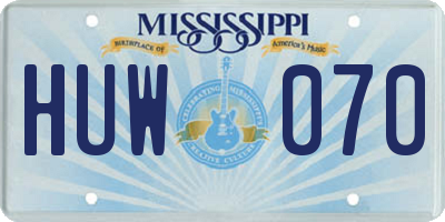MS license plate HUW070