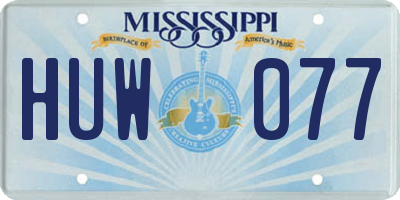 MS license plate HUW077