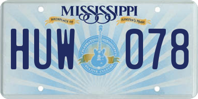 MS license plate HUW078