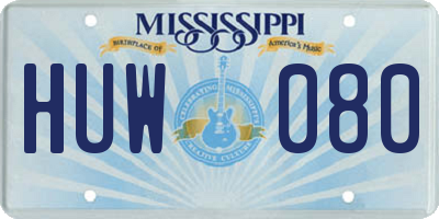MS license plate HUW080