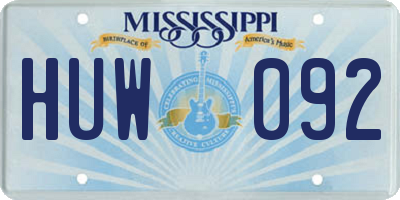MS license plate HUW092