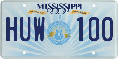 MS license plate HUW100