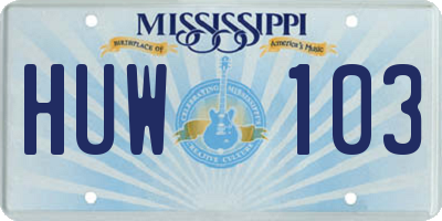 MS license plate HUW103