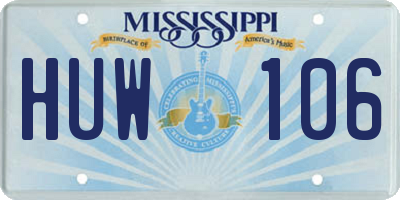 MS license plate HUW106