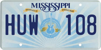MS license plate HUW108