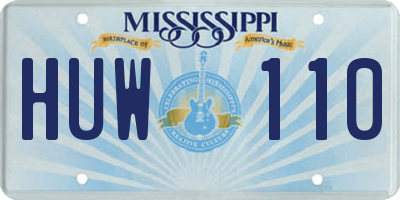 MS license plate HUW110