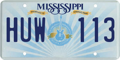 MS license plate HUW113