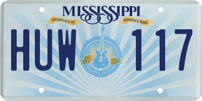 MS license plate HUW117