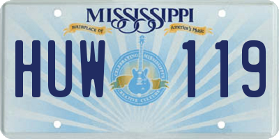 MS license plate HUW119