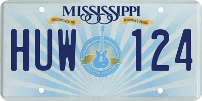 MS license plate HUW124