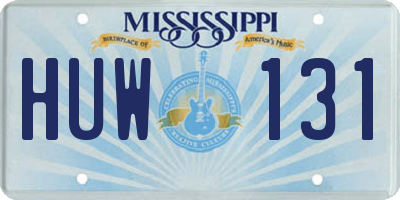 MS license plate HUW131