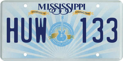 MS license plate HUW133