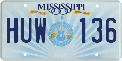 MS license plate HUW136