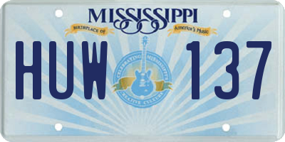 MS license plate HUW137
