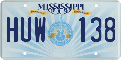 MS license plate HUW138