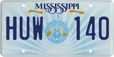 MS license plate HUW140