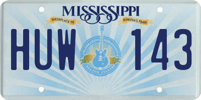 MS license plate HUW143