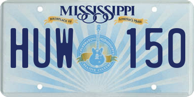 MS license plate HUW150