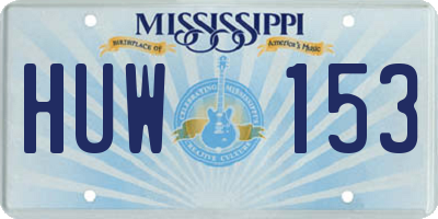 MS license plate HUW153