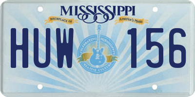 MS license plate HUW156