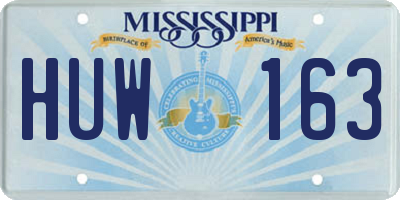 MS license plate HUW163