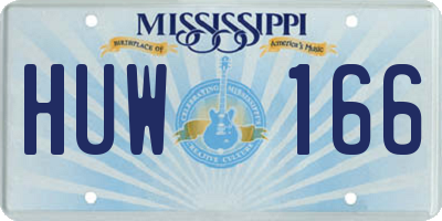 MS license plate HUW166