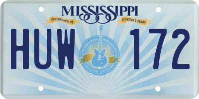 MS license plate HUW172