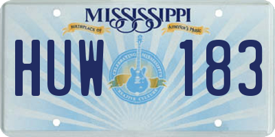 MS license plate HUW183