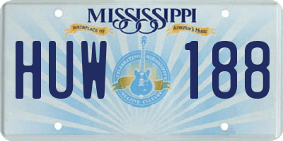 MS license plate HUW188