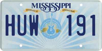 MS license plate HUW191
