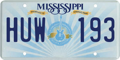 MS license plate HUW193