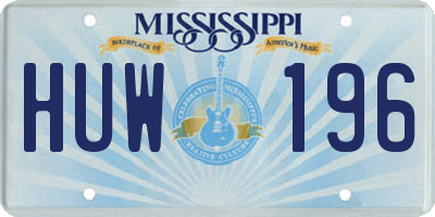 MS license plate HUW196