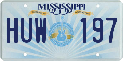 MS license plate HUW197