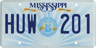 MS license plate HUW201