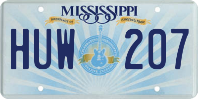 MS license plate HUW207