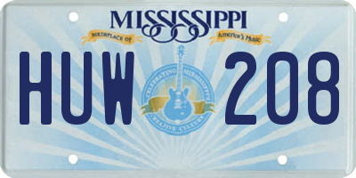 MS license plate HUW208