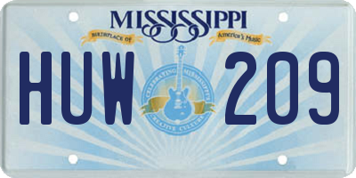 MS license plate HUW209