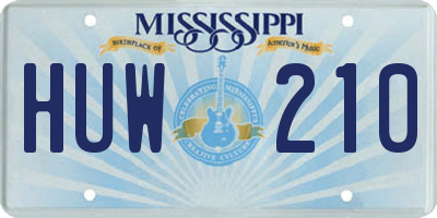 MS license plate HUW210