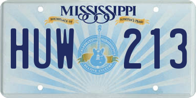 MS license plate HUW213