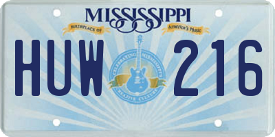 MS license plate HUW216