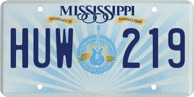 MS license plate HUW219