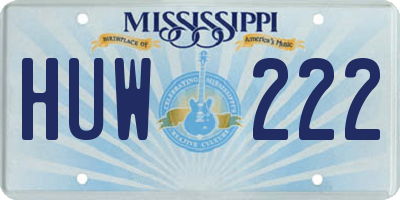 MS license plate HUW222