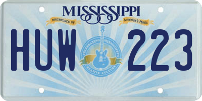 MS license plate HUW223