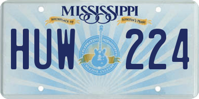 MS license plate HUW224
