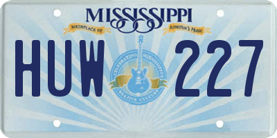 MS license plate HUW227