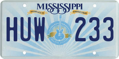 MS license plate HUW233