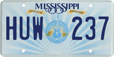 MS license plate HUW237