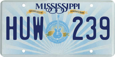 MS license plate HUW239