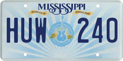 MS license plate HUW240