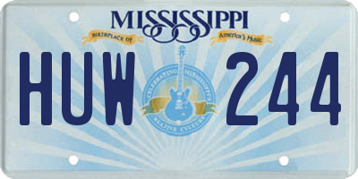MS license plate HUW244
